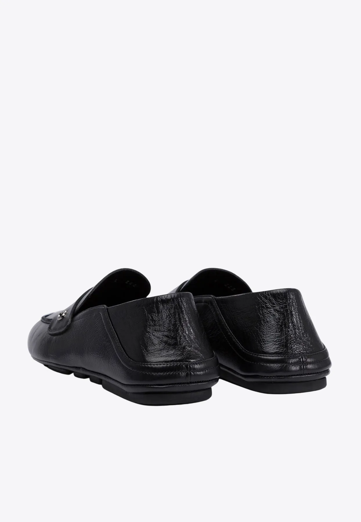 Wrinkled Leather Penny Loafers
