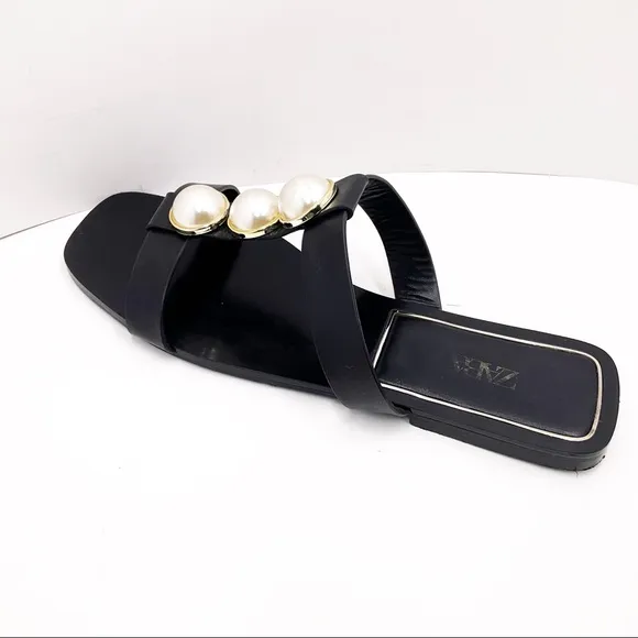 {Zara} Faux Pearl Slide Sandals