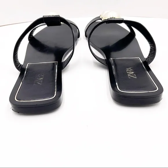 {Zara} Faux Pearl Slide Sandals