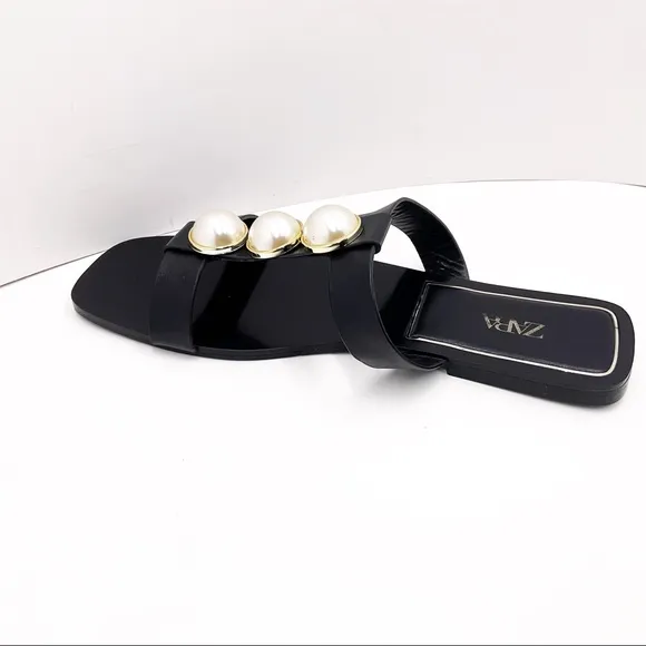 {Zara} Faux Pearl Slide Sandals