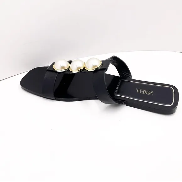 {Zara} Faux Pearl Slide Sandals