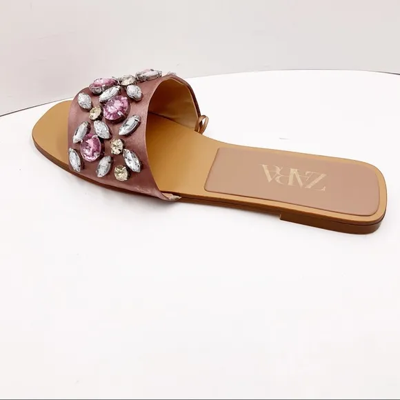 {Zara} Satin Effect Embellished Sandals