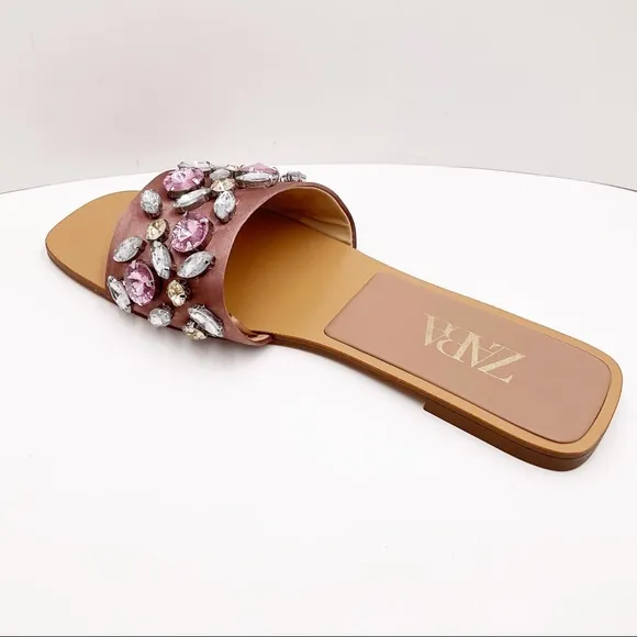 {Zara} Satin Effect Embellished Sandals