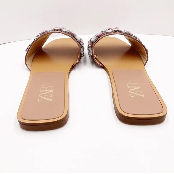 {Zara} Satin Effect Embellished Sandals