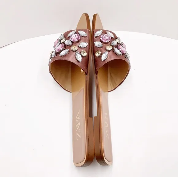 {Zara} Satin Effect Embellished Sandals