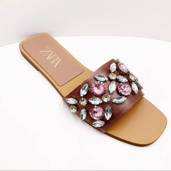 {Zara} Satin Effect Embellished Sandals